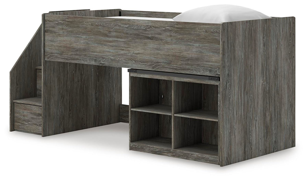 Frandern Loft Bed with Bookcase Storage