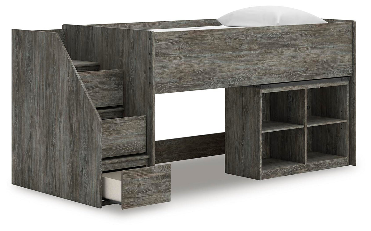 Frandern Loft Bed with Bookcase Storage