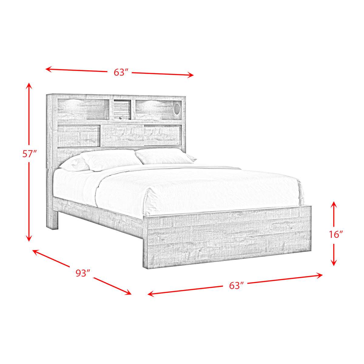 Bailey Bookcase Panel Bedroom Set with Bluetooth