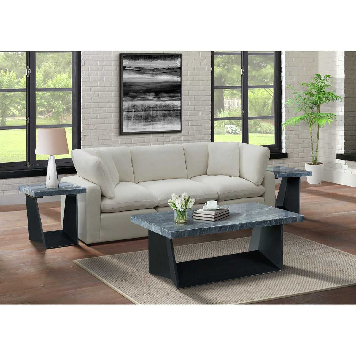Beckley Coffee Table Complete in Dark Marble Top - Jack’s Furniture and More (Laredo, TX)