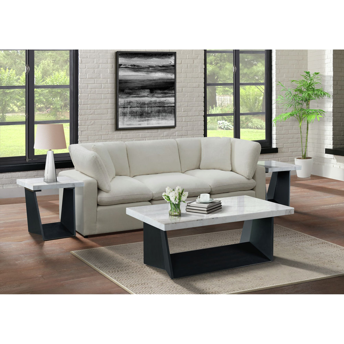 Beckley End Table Complete in White Marble Top