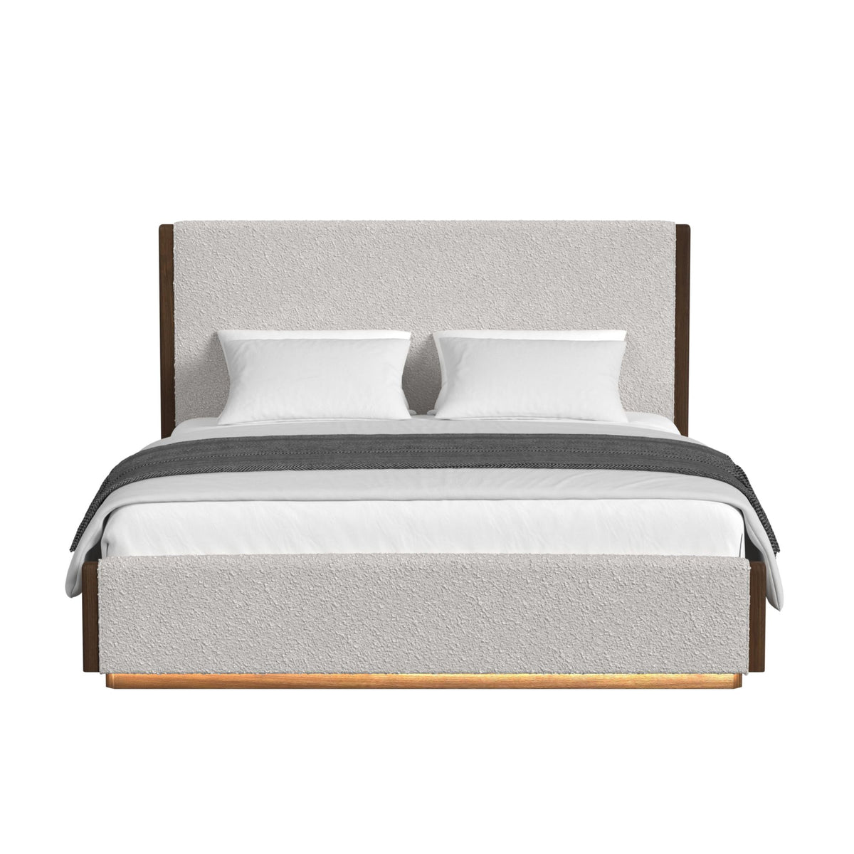 Brisbane UPH Bed with Boucle Beige and LED