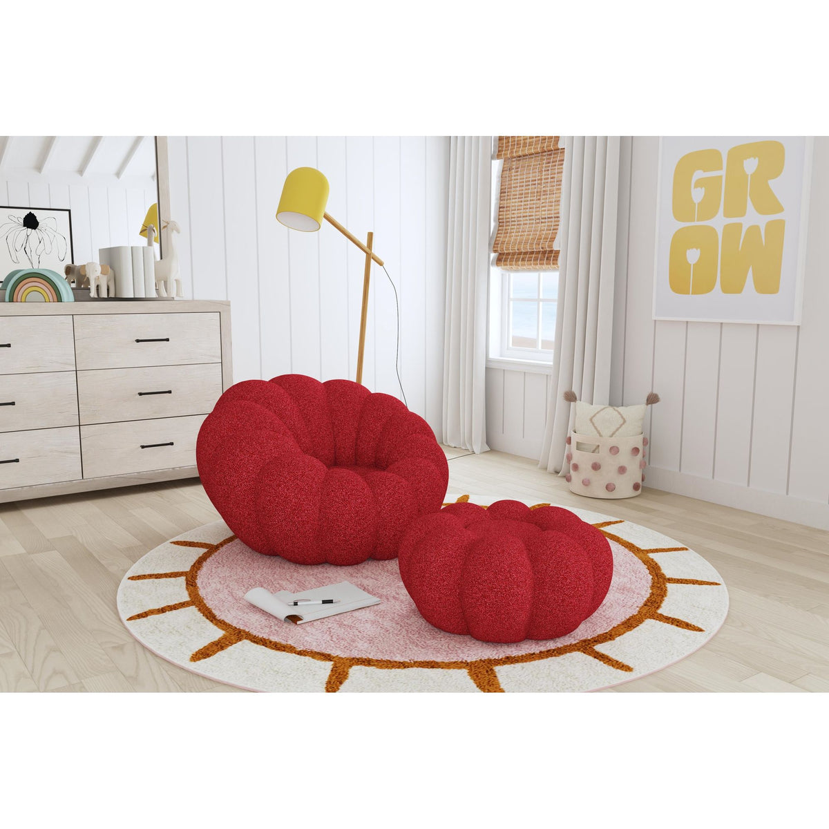 Bubble Swivel Chair and Ottoman in Red - Jack’s Furniture and More (Laredo, TX)