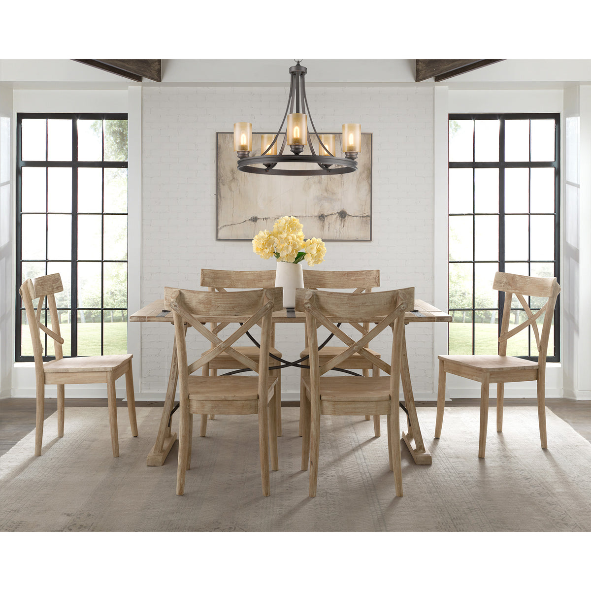 (D680-33) Callista- Folding Top Dining Table- Beach/Natural Metal