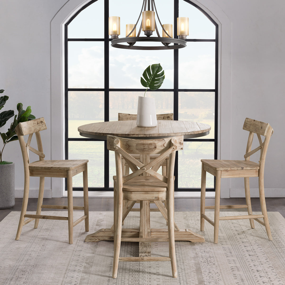 Callista Round Counter Height 5PC Dining Set-Table and Four Stools