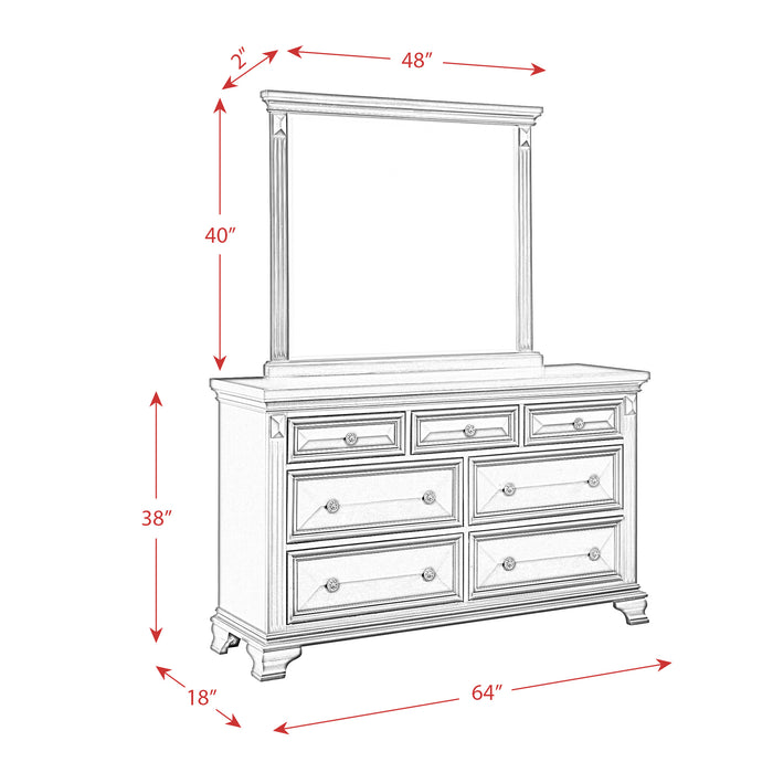 Calloway 7-Drawer Dresser w/ Mirror Set in Antique White - Jack’s Furniture and More (Laredo, TX)