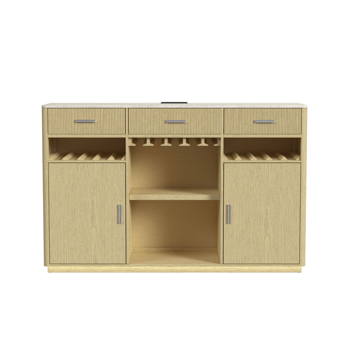 Cambrie Buffet with LED and Power in Off-White and Natural - Jack’s Furniture and More (Laredo, TX)