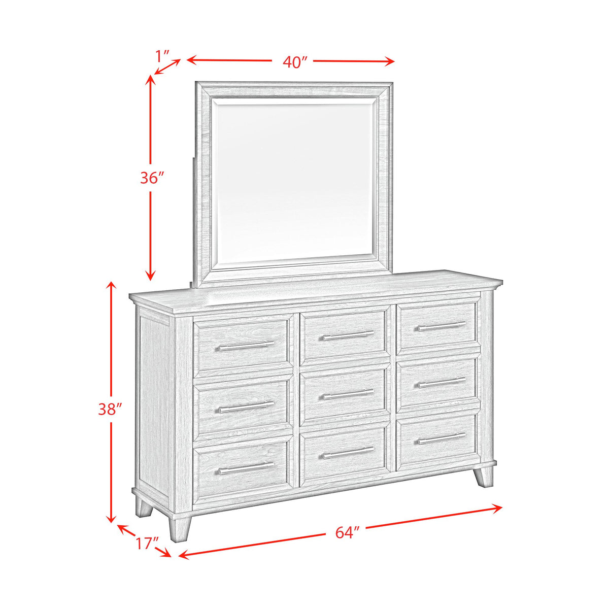 Canterbury Dresser and Mirror Set