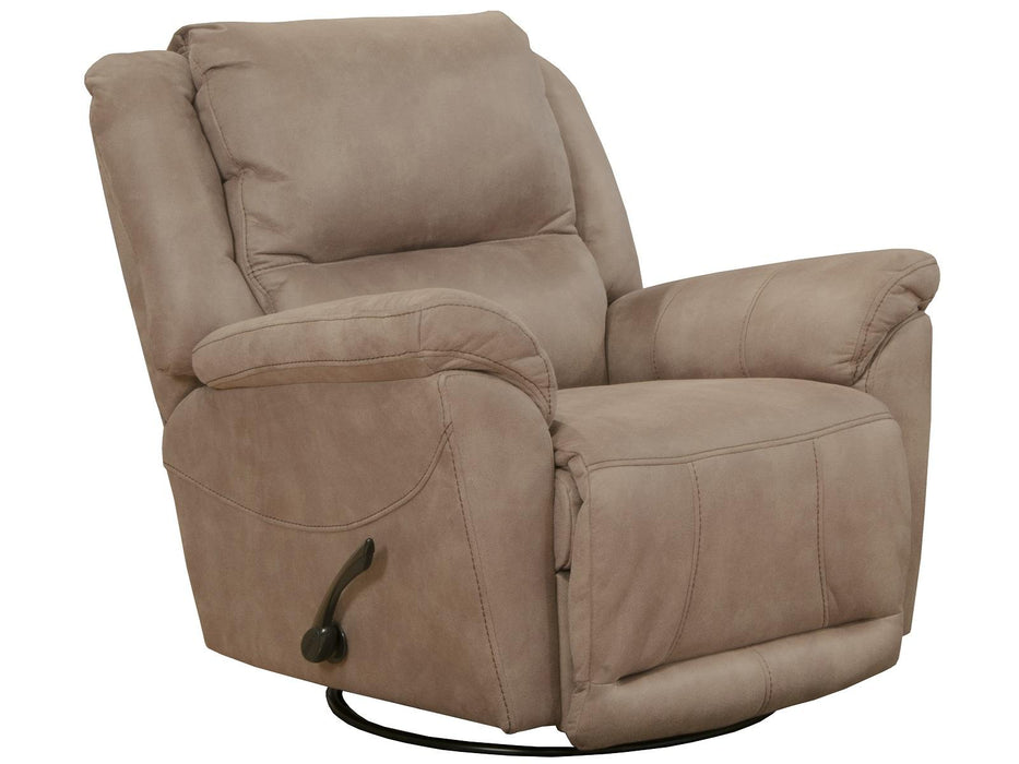 Catnapper Furniture Cole Chaise Swivel Glider Recliner in Camel