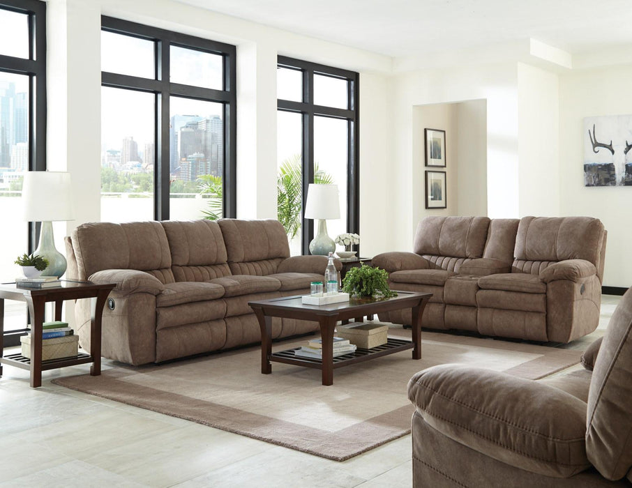 Catnapper Reyes Lay Flat Reclining Console Loveseat w/Storage & Cupholders in Portabella 2409