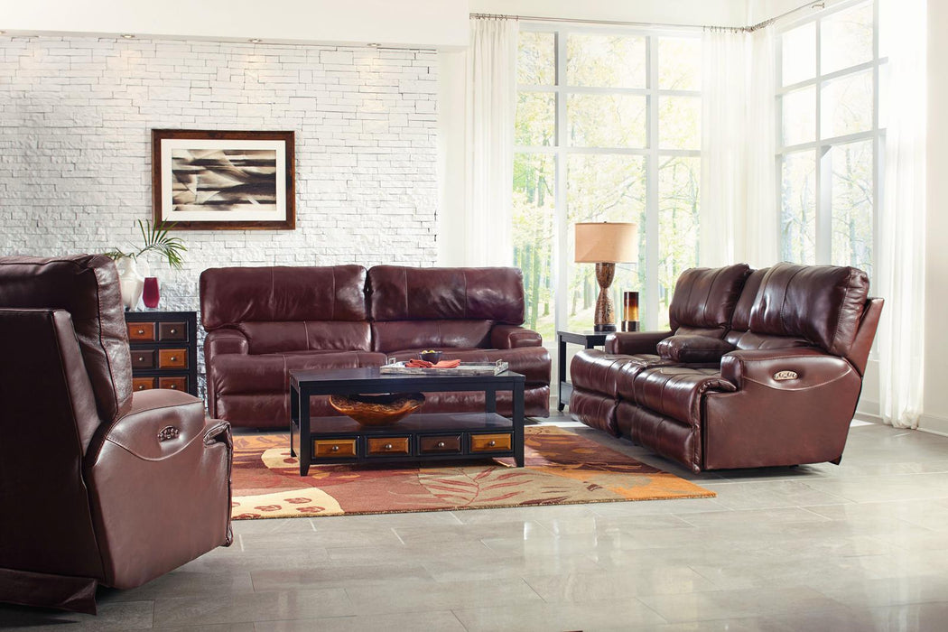 Catnapper Wembley Lay Flat Reclining Console Loveseat in Walnut