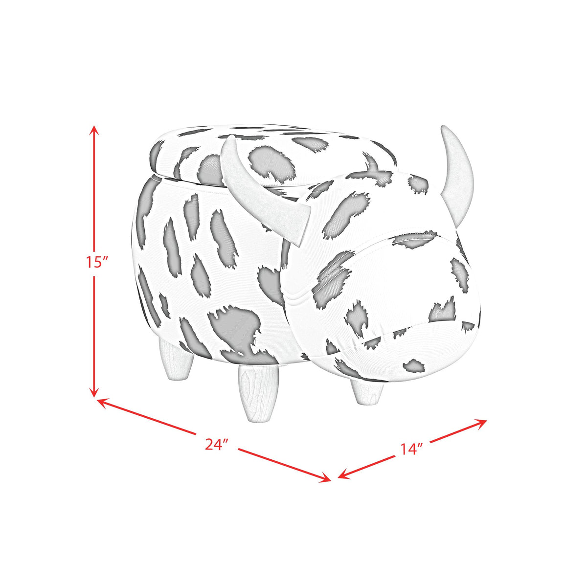 Cow Storage Stool in White and Black - Jack’s Furniture and More (Laredo, TX)