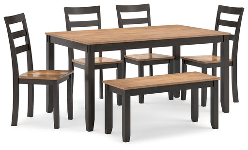 Gesthaven Dining Table with 4 Chairs and Bench (Set of 6) - Jack’s Furniture and More (Laredo, TX)