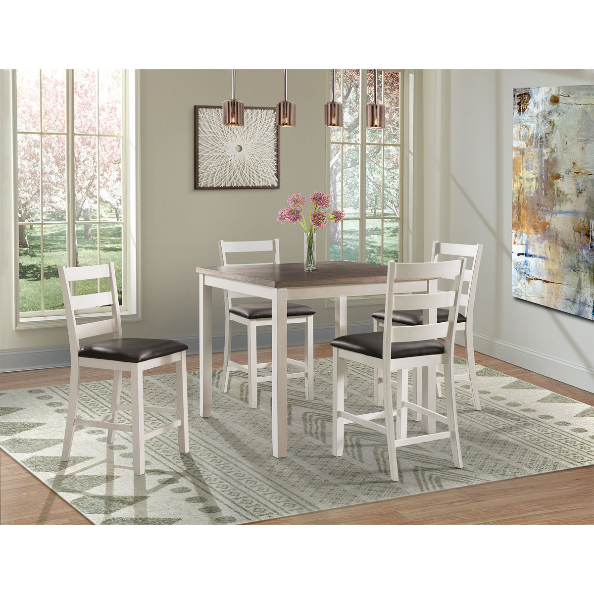 Martin 5pc Counter Set (Dark Brown Top - White Base) - Jack’s Furniture and More (Laredo, TX)