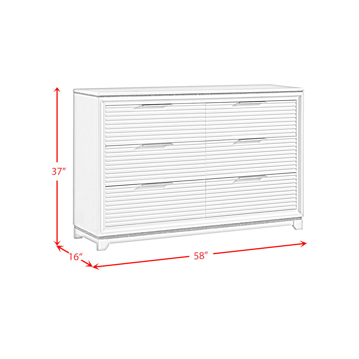 Denmark 6-Drawer Dresser in White - Jack’s Furniture and More (Laredo, TX)