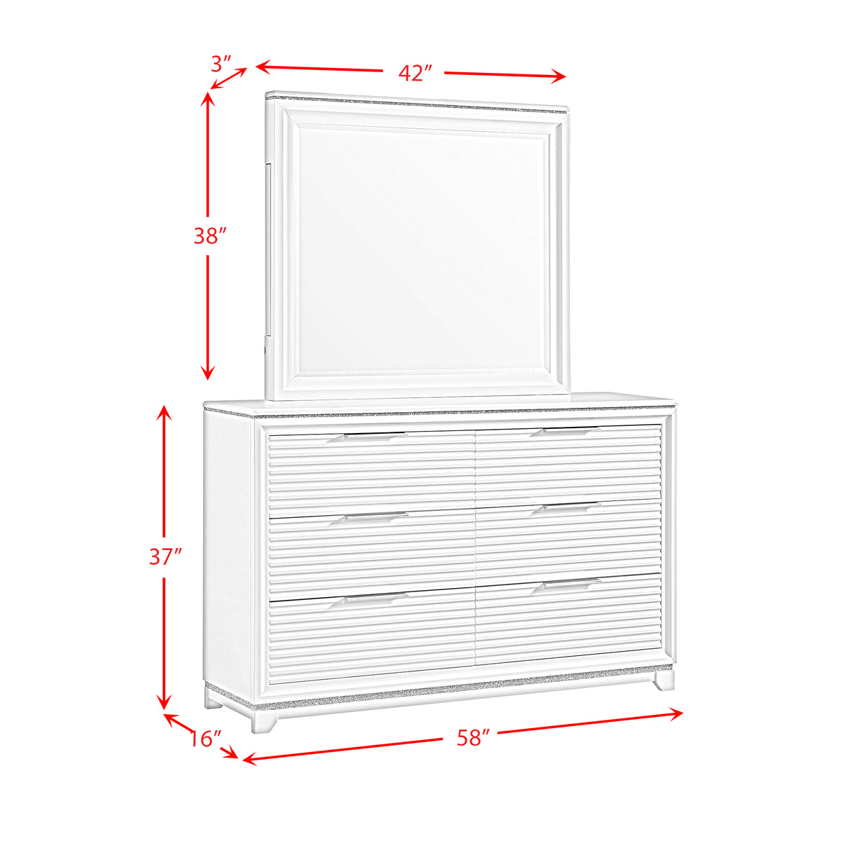 Denmark Dresser and Mirror Set in White - Jack’s Furniture and More (Laredo, TX)