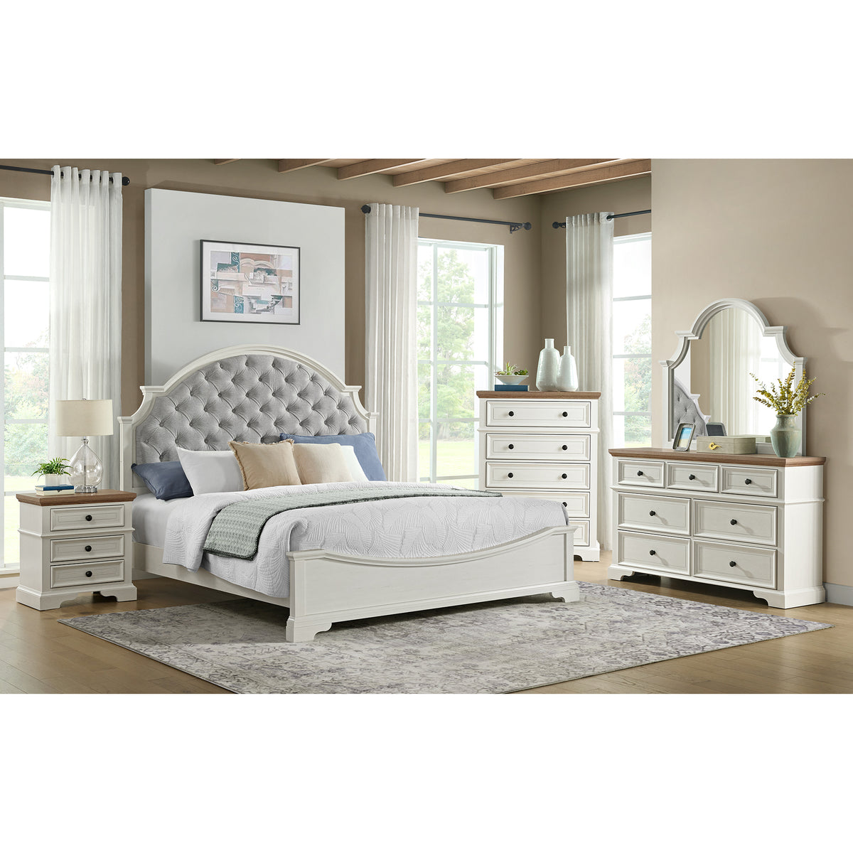 Eastwood Youth Dresser and Mirror Set in Brown and Off-White - Jack’s Furniture and More (Laredo, TX)