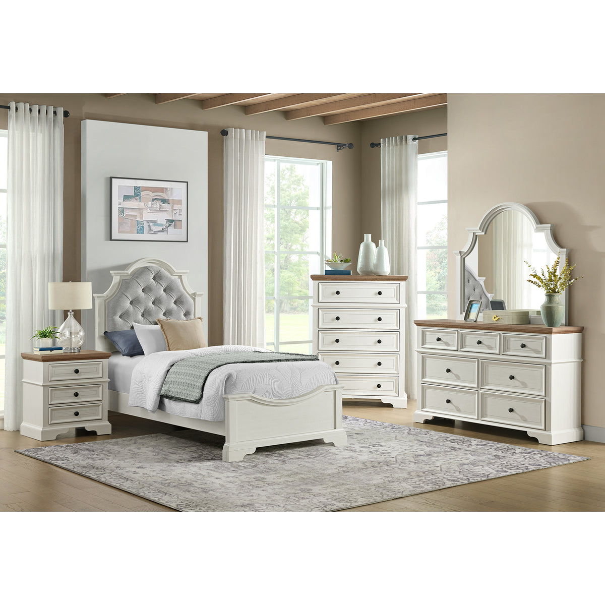 Eastwood Youth UPH Bedroom Set in Off-White - Jack’s Furniture and More (Laredo, TX)
