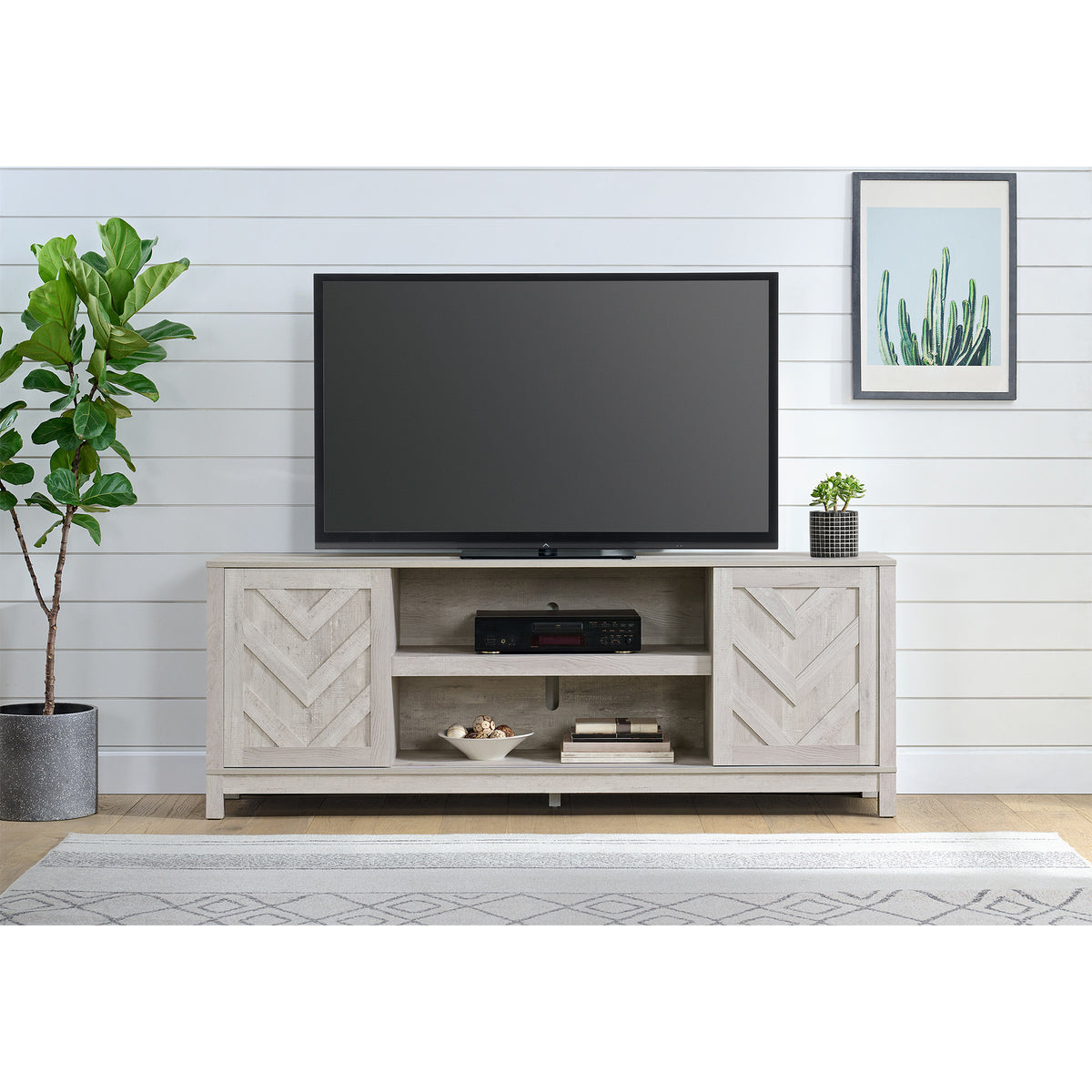 Eleanor 70" TV Stand with Sliding Door in White - Jack’s Furniture and More (Laredo, TX)