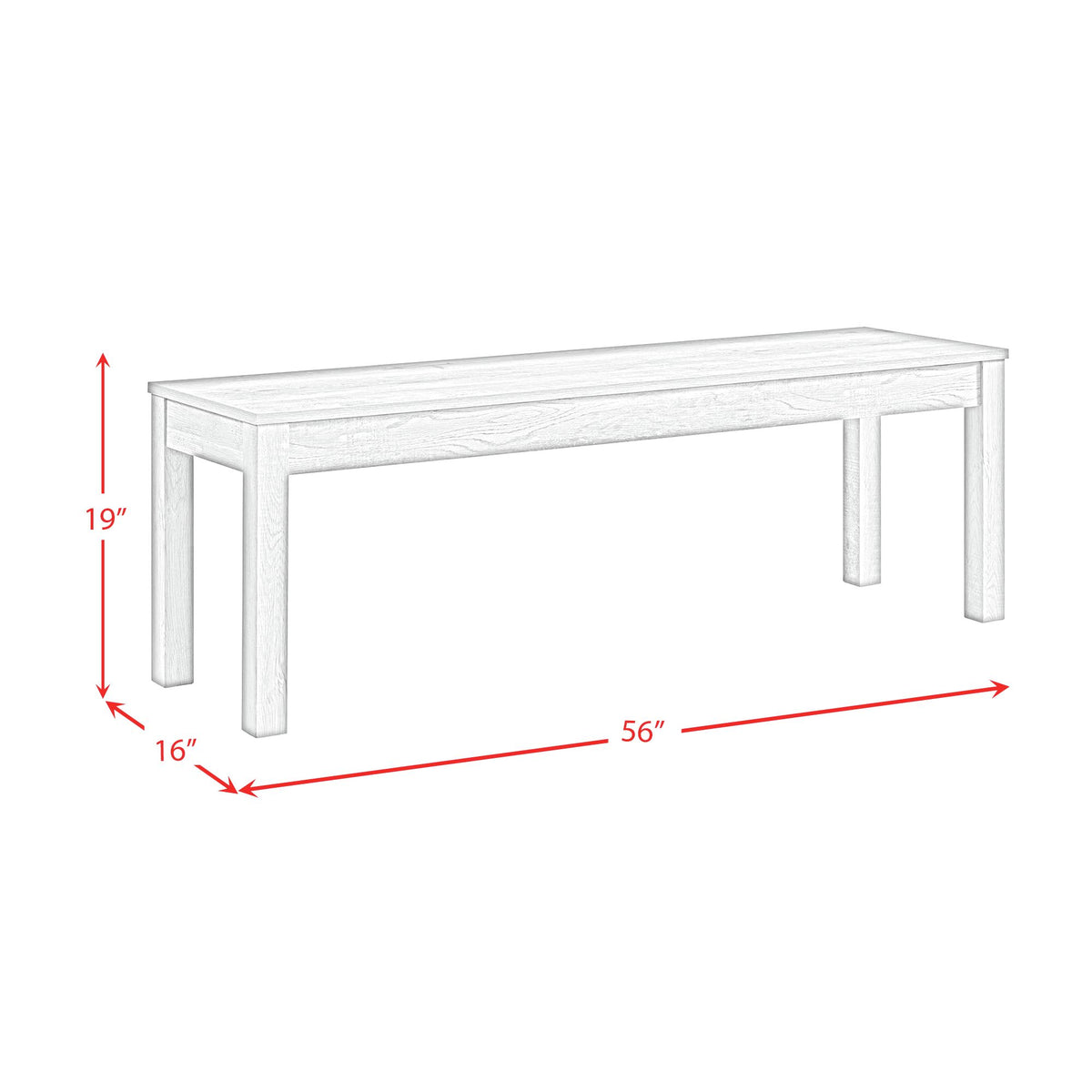Eleanor Standard Height Dining Set in White-Rectangular Table and Four Chairs