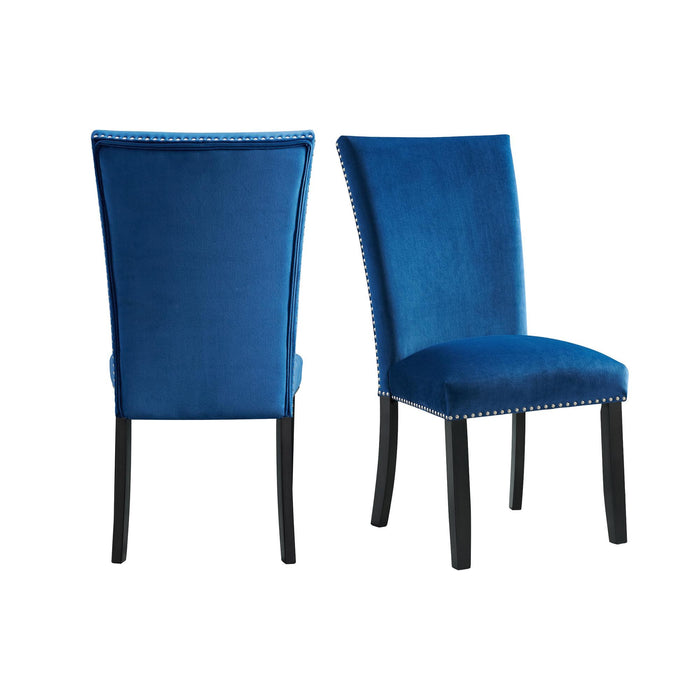 Francesca Blue Velvet Side Chair Set of 2