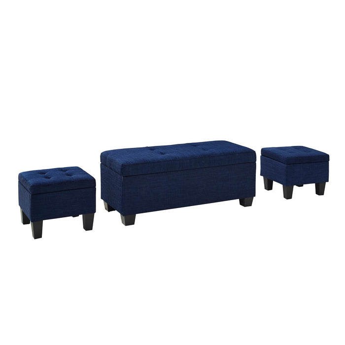 Ethan 3PK Storage Ottoman in Blue