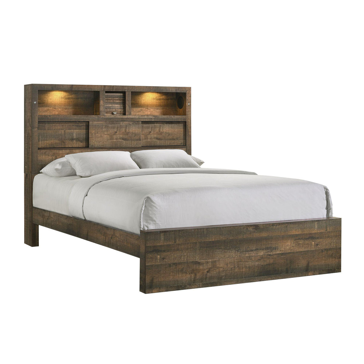 Bailey King Bookcase Panel Bed with Bluetooth