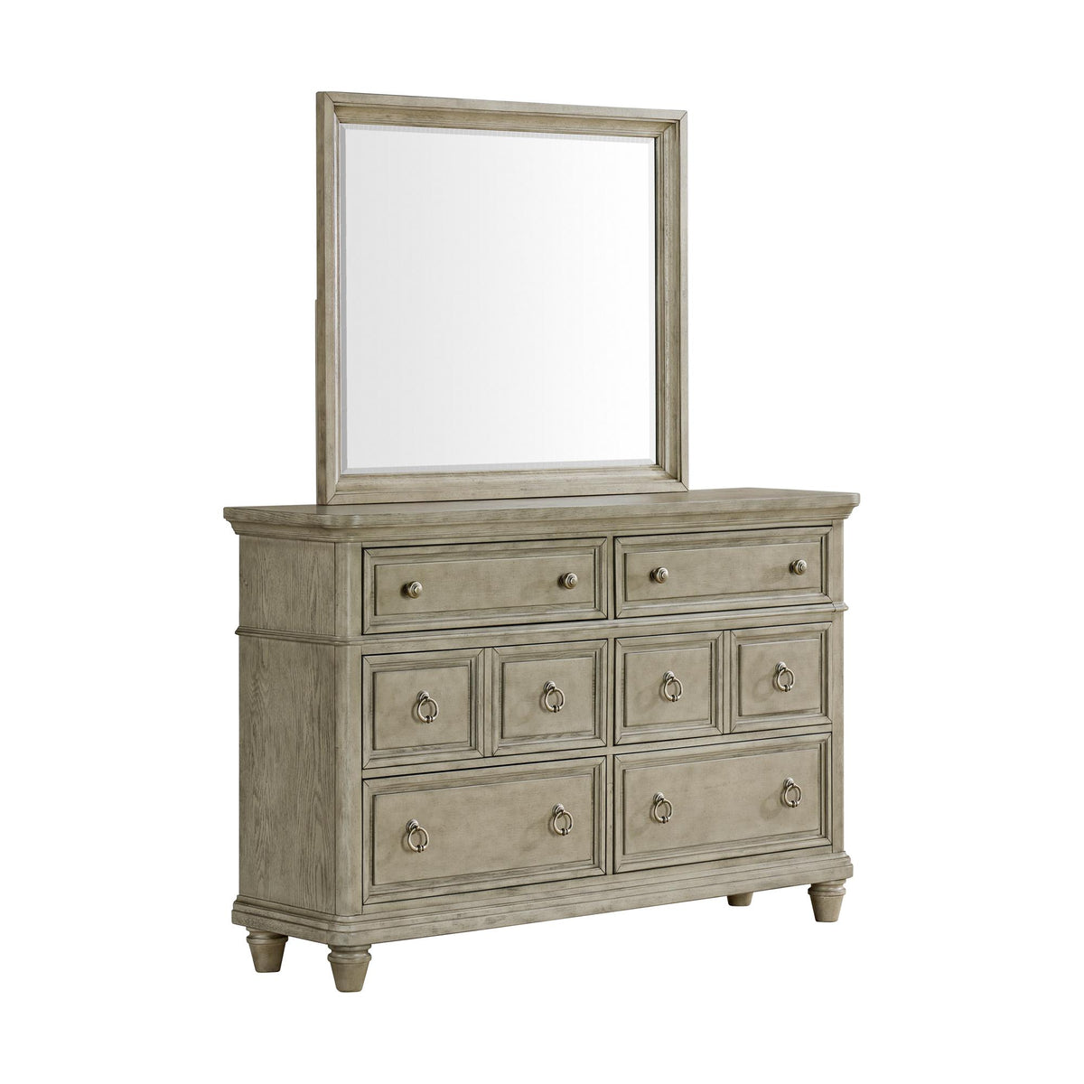 Whit-Ash Dresser and Mirror Set in Light Grey - Jack’s Furniture and More (Laredo, TX)