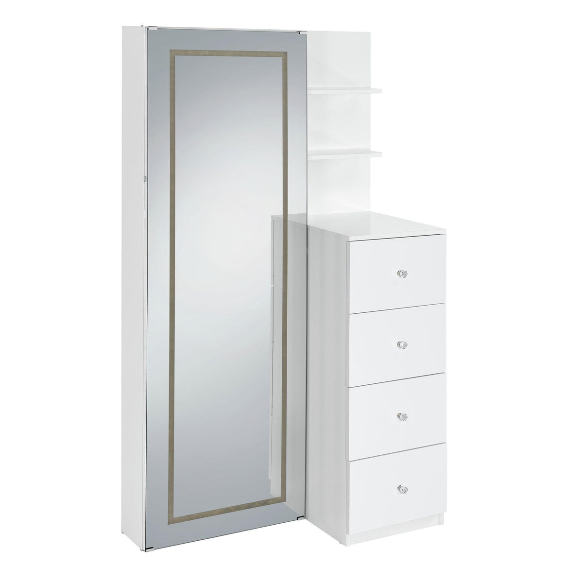 Vancouver Floor Mirror With Storage in White - Jack’s Furniture and More (Laredo, TX)
