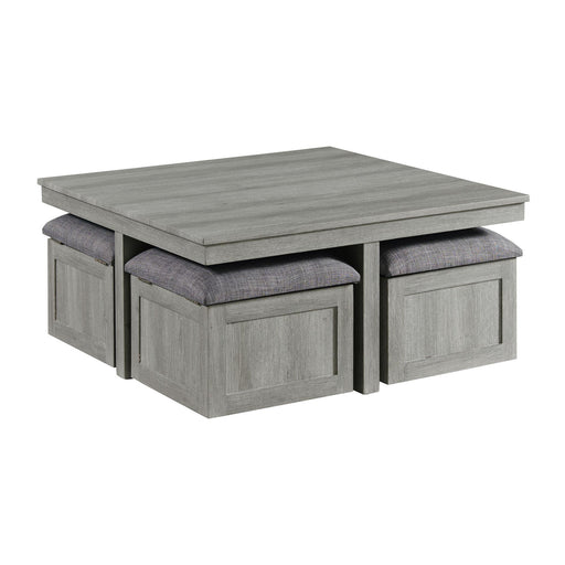 Uster Coffee Table W/Four storage Stools Grey - Jack’s Furniture and More (Laredo, TX)