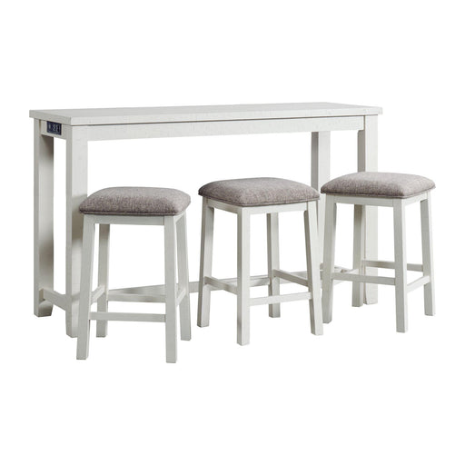 Stone Occasional Bar Table Single Pack in White (Table + Three Stools) - Jack’s Furniture and More (Laredo, TX)