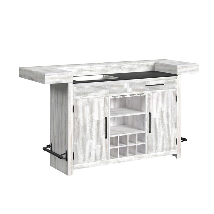 Rogen Rustic Bar Table with Ice Tray, USB and Power in Rustic White - Jack’s Furniture and More (Laredo, TX)