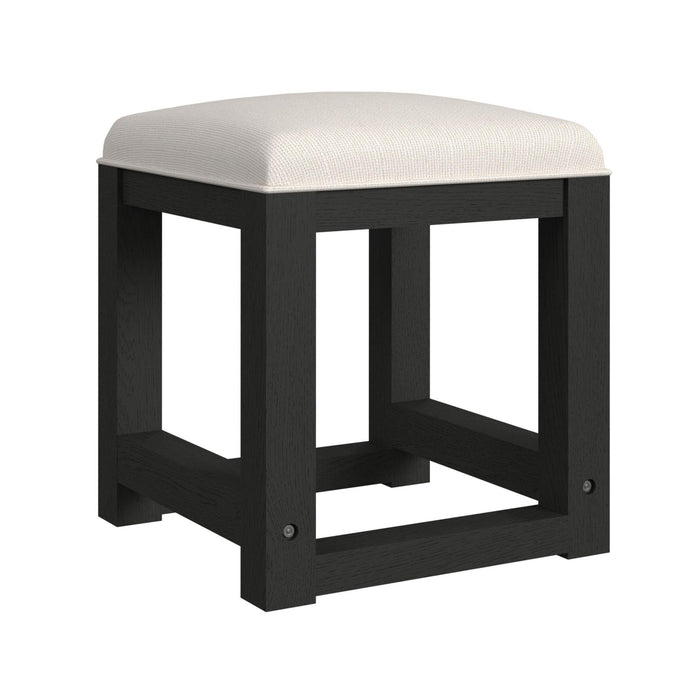 Ridgemont Dressing Stool with White Fabric in Black with Grain - Jack’s Furniture and More (Laredo, TX)