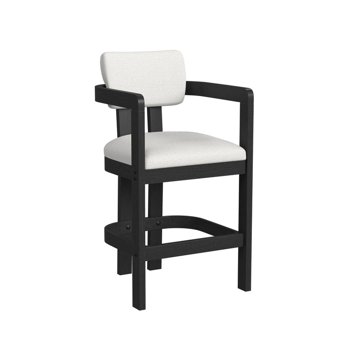 Portland Arm Barstool with White Fabric in Black (2 Per Carton) - Jack’s Furniture and More (Laredo, TX)
