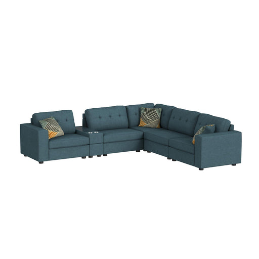 Options One 7PC Living Room Set in Palmer Plus Teal - Jack’s Furniture and More (Laredo, TX)