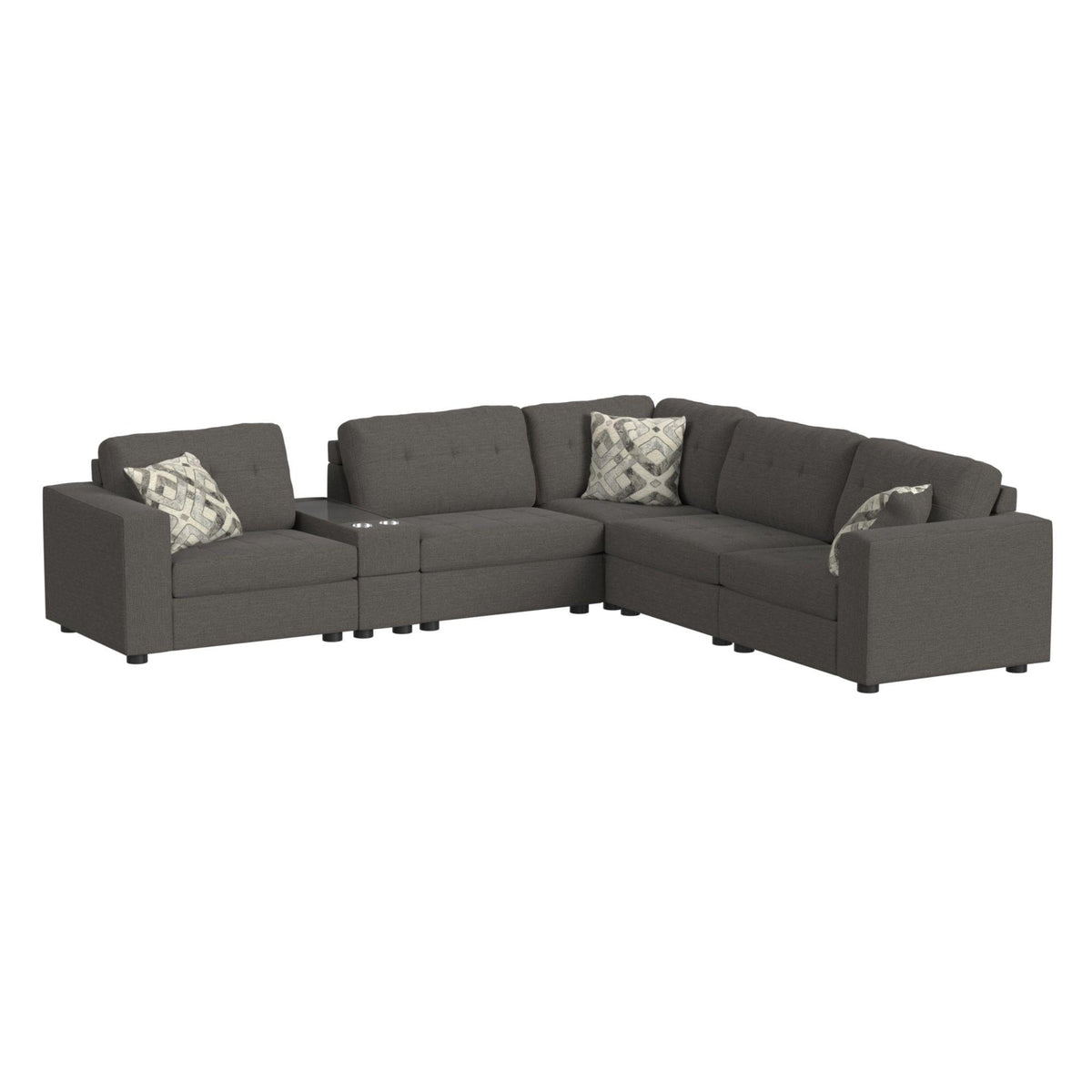 Options One 7PC Living Room Set in Palmer Plus Ash