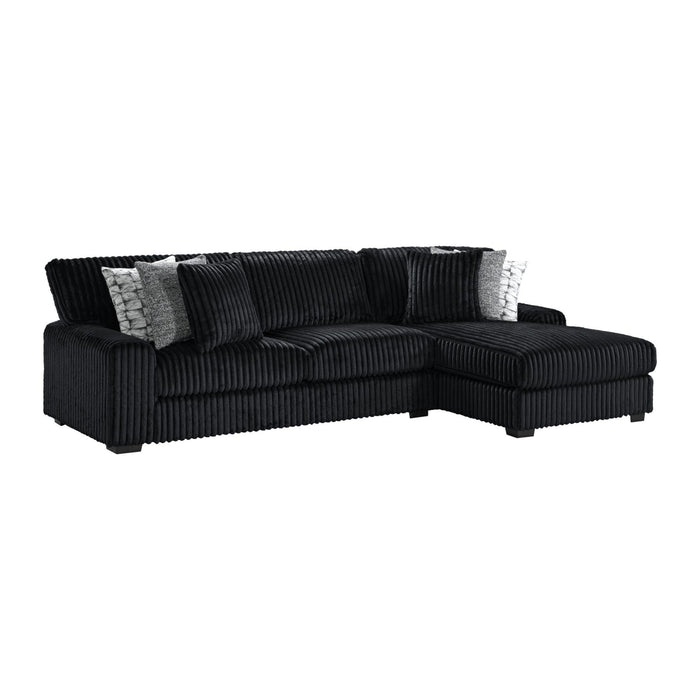 Nightfall RHF Chaise in Grand Cord Black with 2 self Pillows 20" - Jack’s Furniture and More (Laredo, TX)