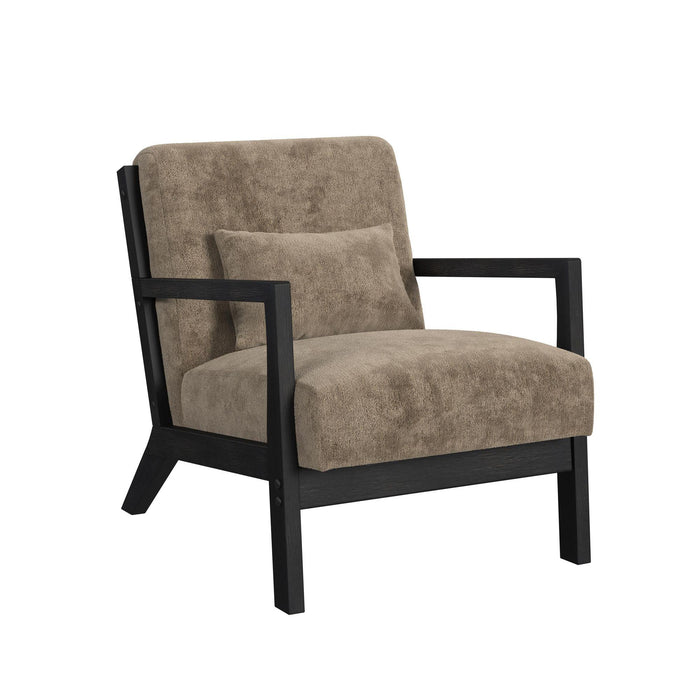 Marina Chair with kidney pillow in Langley Cocoa and Brushed Espresso Finish - Jack’s Furniture and More (Laredo, TX)