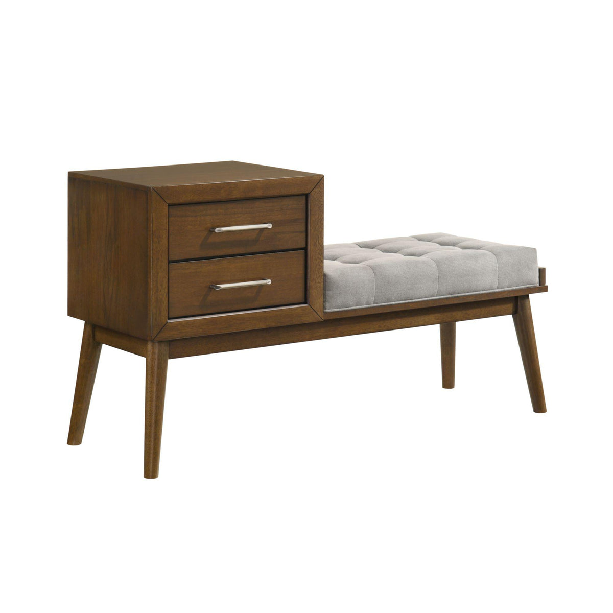 Malibu Bench with Grey Fabric in Walnut - Jack’s Furniture and More (Laredo, TX)