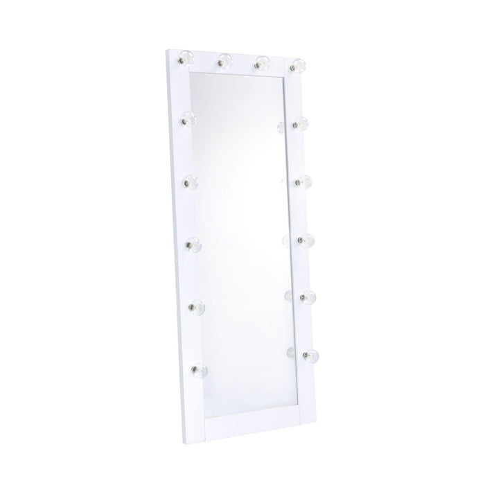 Lindy Floor Mirror with Lights in White - Jack’s Furniture and More (Laredo, TX)