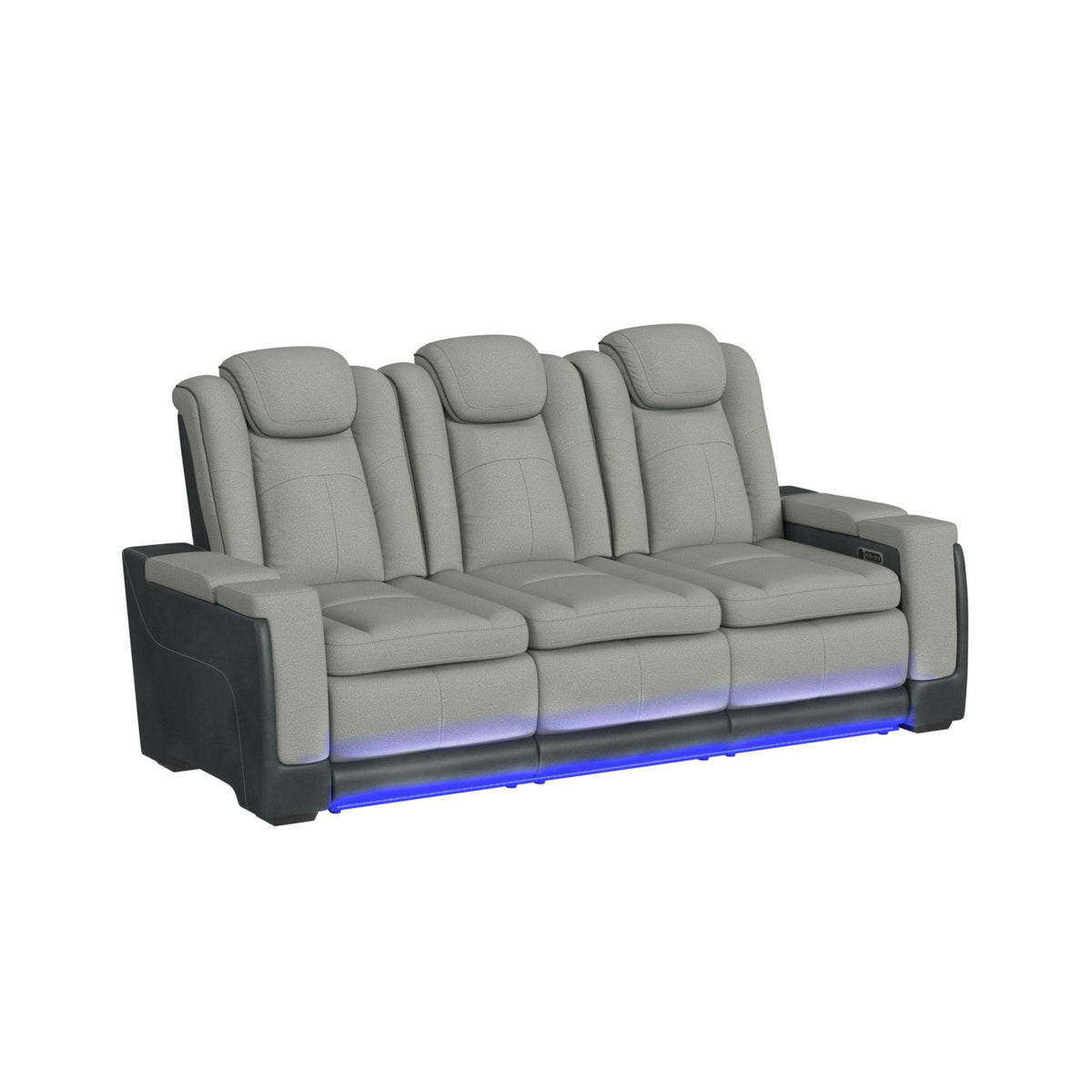 Lantana 3PC Living Room Set in Rocky Cement/Charcoal-Sofa, Loveseat & Recliner