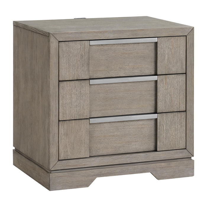Kelis 3-Drawer Nightstand with USB in Grey - Jack’s Furniture and More (Laredo, TX)