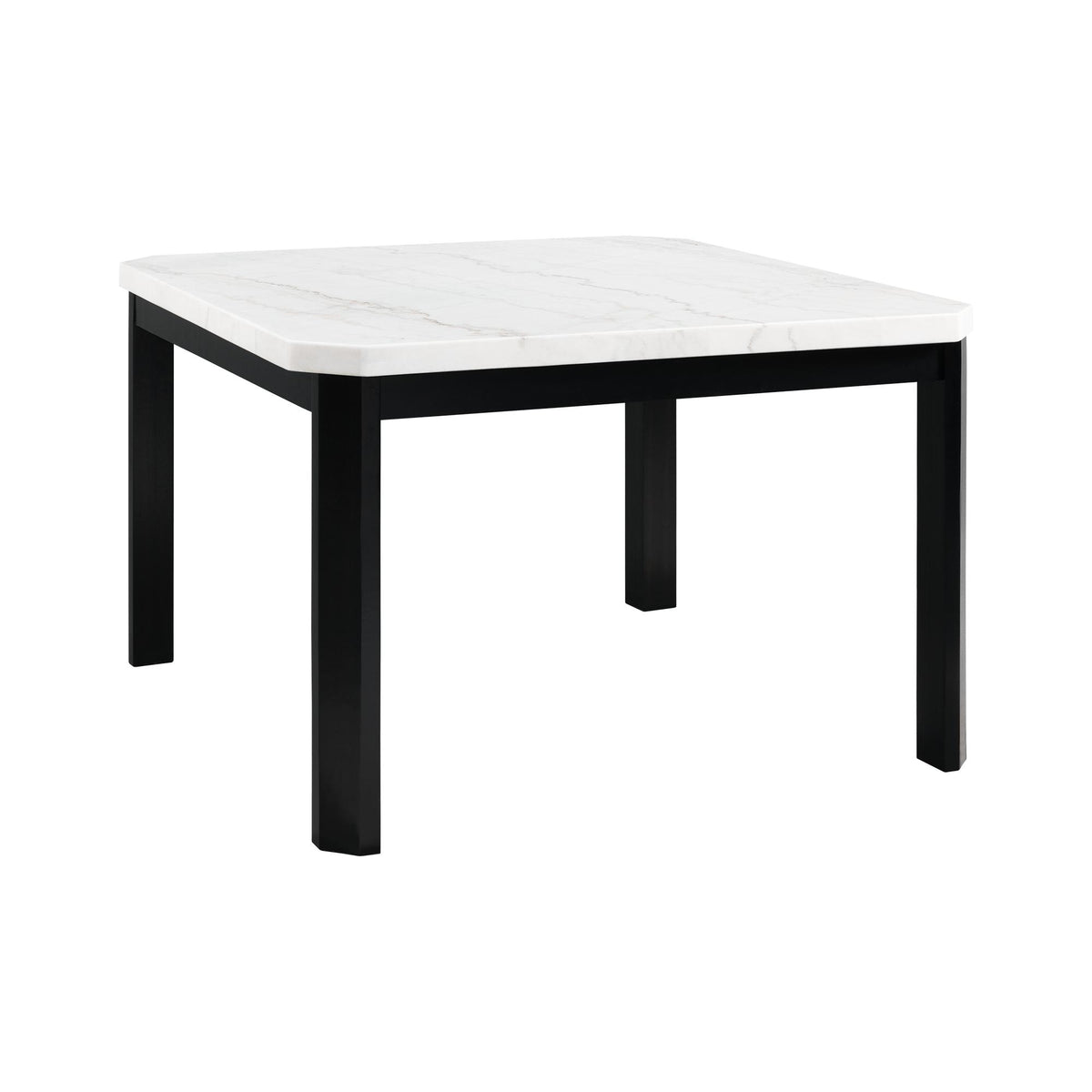 Francesca White Marble Square 5PC Counter Height Dining Set-Table & Four Grey Velvet Chairs
