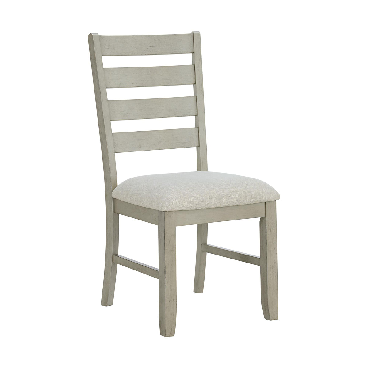 Farmington Ladder Back Dining Side Chair with Light Beige Fabric in Washed Stone (2 Per Carton)