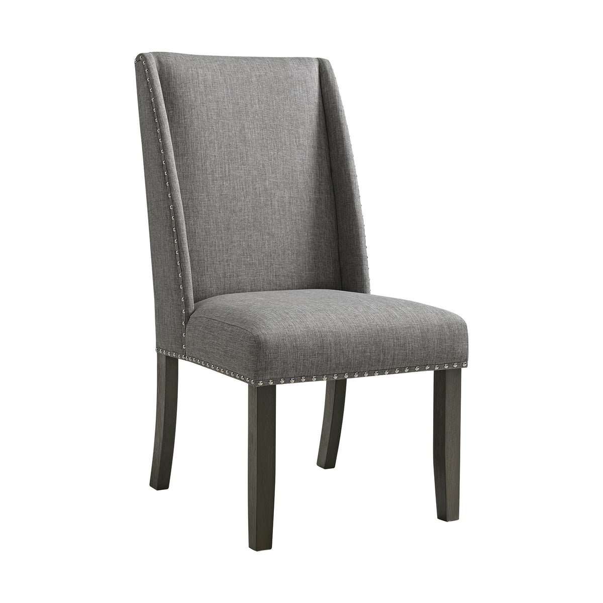 Everdeen Side Chair w/ Grey Fabric and Nail Heads in Charcoal (2 Per Carton)
