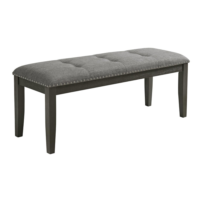 Everdeen Bench w/ Grey Fabric and Nail Heads in Charcoal - Jack’s Furniture and More (Laredo, TX)