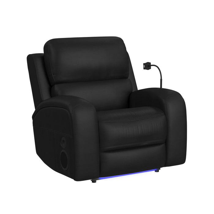 Euphora P3 Power Glider Recliner W/Heat & Massage, Music, Ipad holder W/wireless charger and USBC in Aline Black - Jack’s Furniture and More (Laredo, TX)