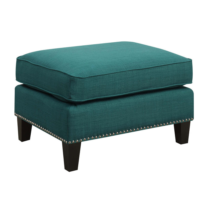 Erica 497 Ottoman W/Chrome Nail Heirloome Teal (ISTA 3) - Jack’s Furniture and More (Laredo, TX)