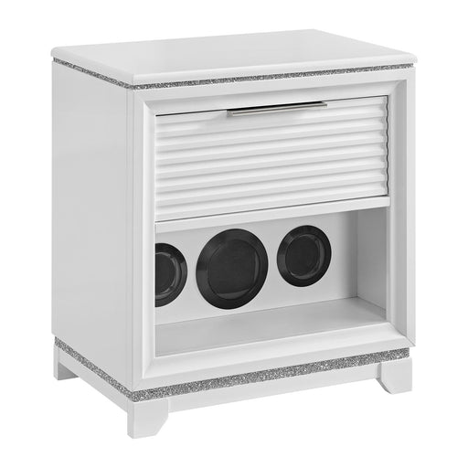 Denmark 1-Drawer Nightstand with Speaker and USB in White - Jack’s Furniture and More (Laredo, TX)