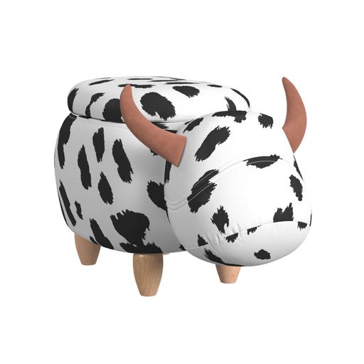 Cow Storage Stool in White and Black - Jack’s Furniture and More (Laredo, TX)